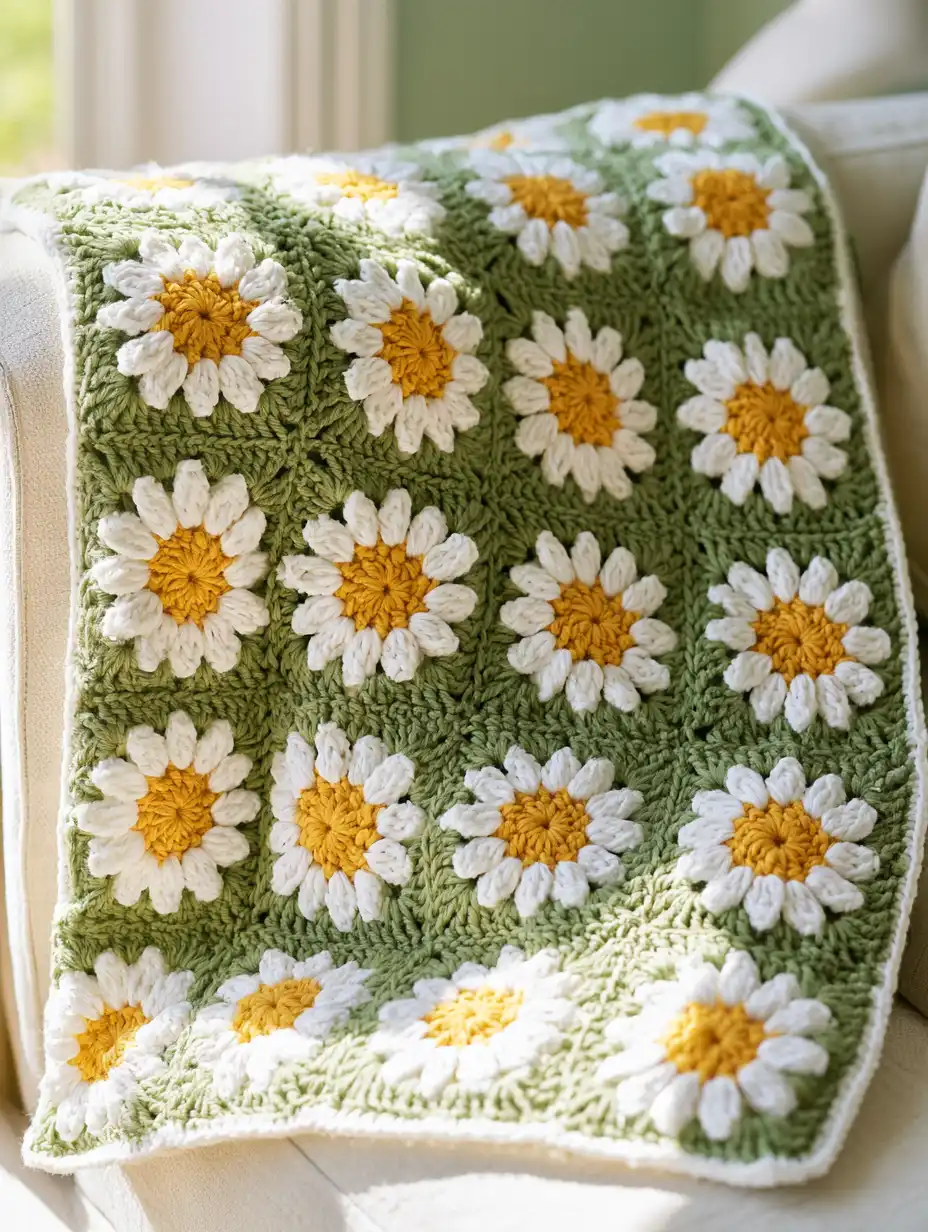Simple Daisy Field Blanket