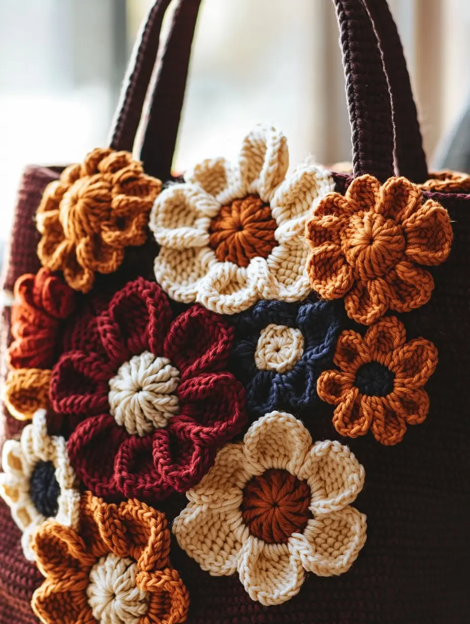 Autumn Puff Flower Tote