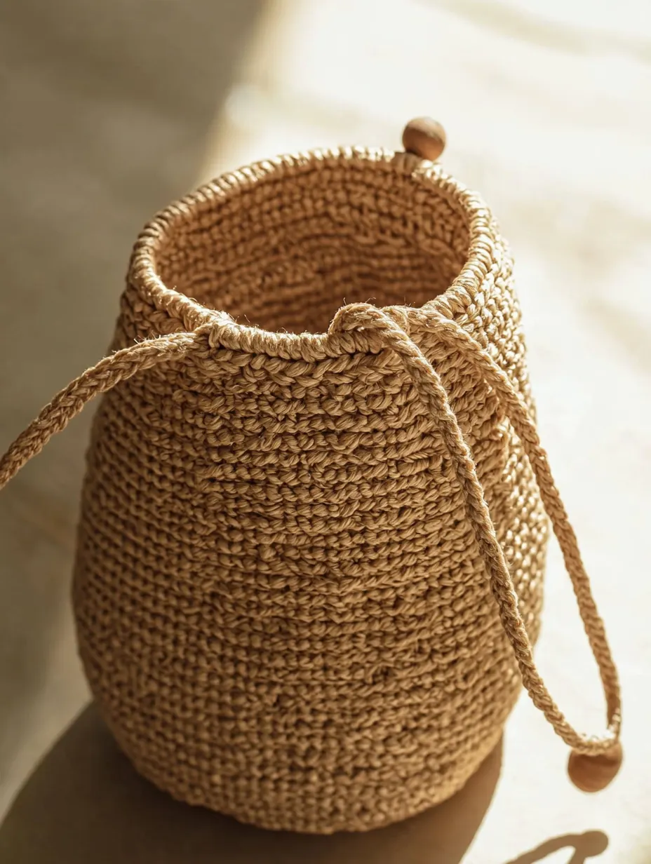 Raffia-Style Bucket Bag