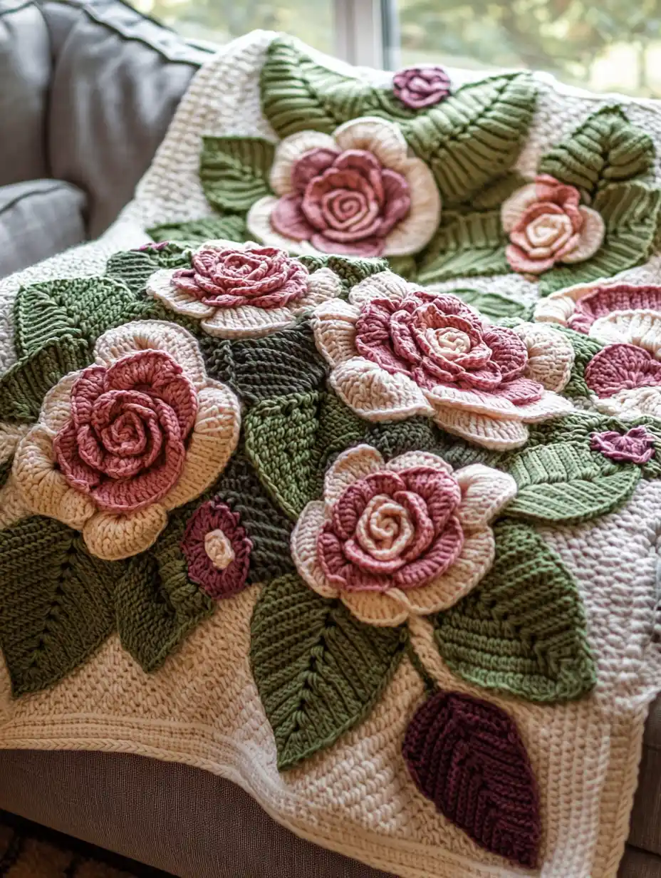 Rose and Leaf Garden Blanket